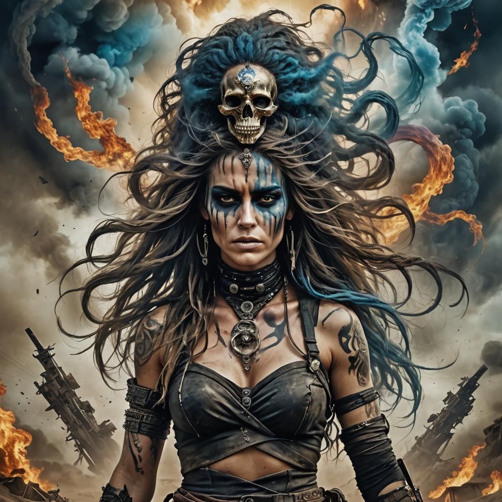 Genie Emerges from Skull in Fantasy Art