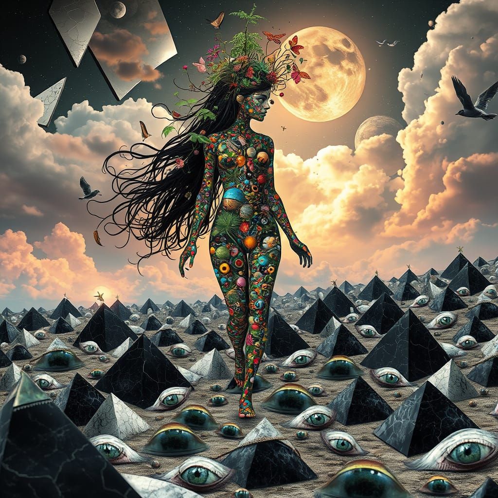 Surreal Landscape Goddess Walks Amidst Micro Ecosystems and ...