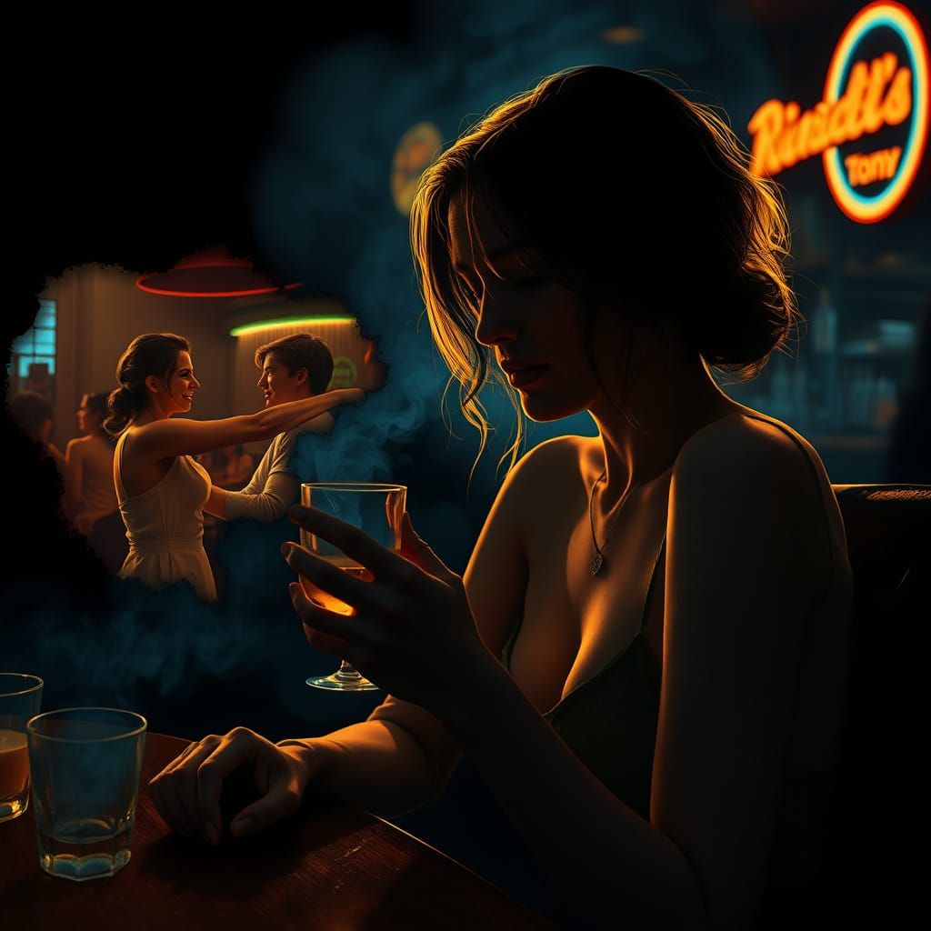 Melancholic Woman Lost in Memories