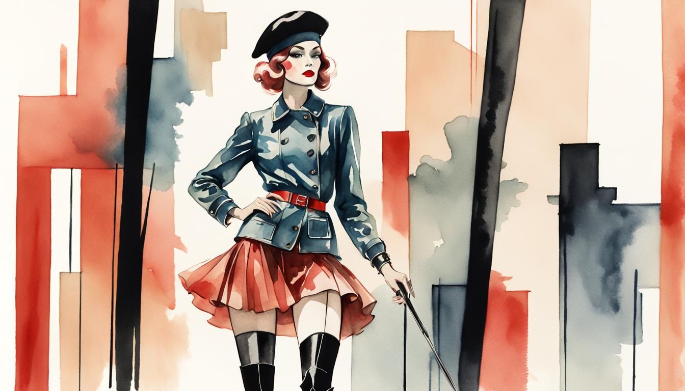 Petite Showgirl in Red Beret, French New Wave Style