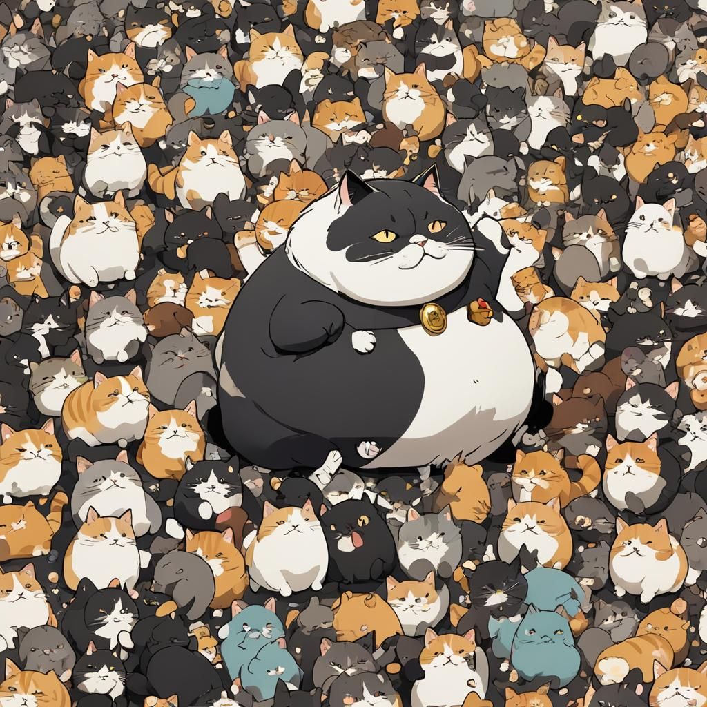 A Very Fat Cat in Anime Style