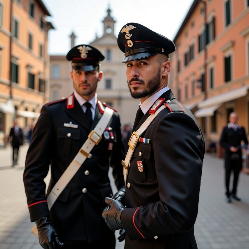 Italian Carabinieri Officers in Rome: Photorealistic Style