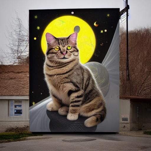 Tabby Space Cat at Alien Gas Station