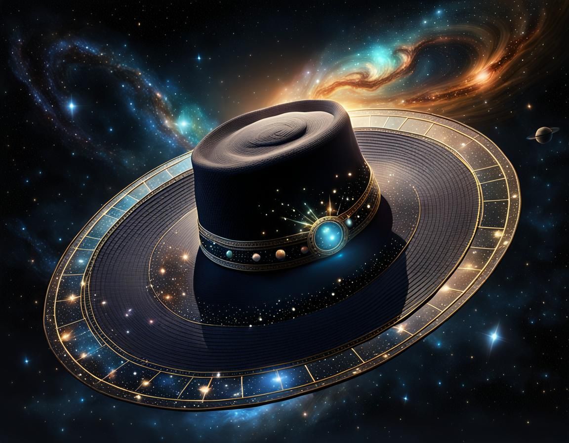 One imposing hat in dark space