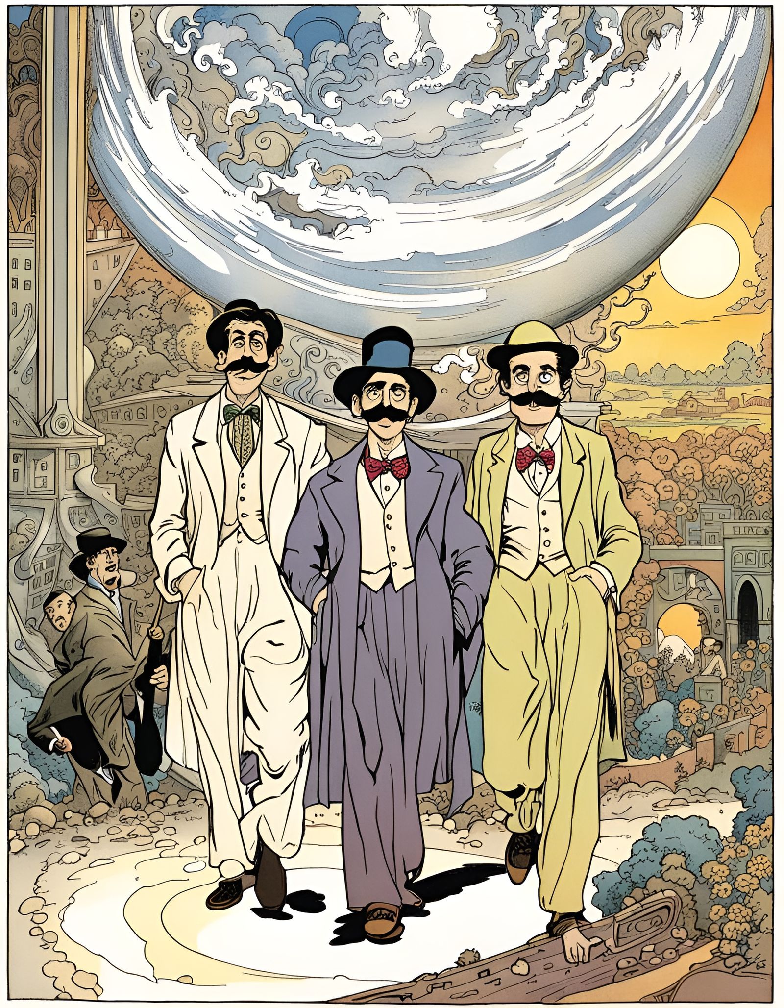 Surreal Apocalypse Welcomes Marx Brothers: Art Nouveau Style