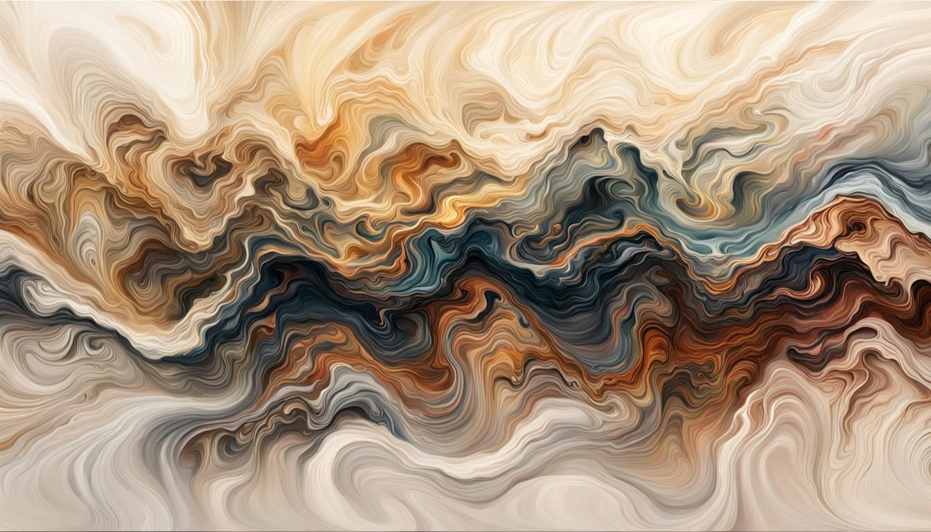 Abstract Suminagashi Painting in Digital Matte Style