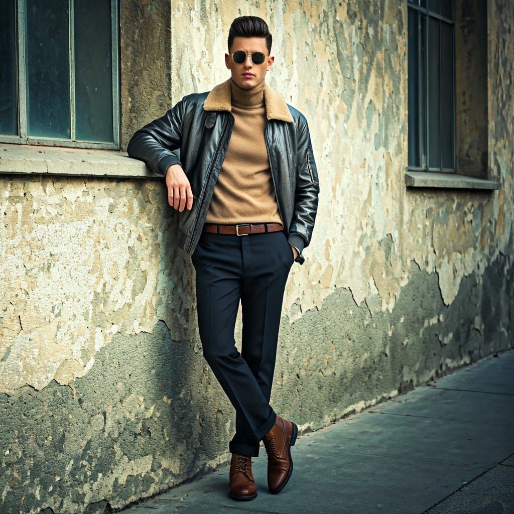 Modern Urban Gentleman in Metallic Gray and Camel
