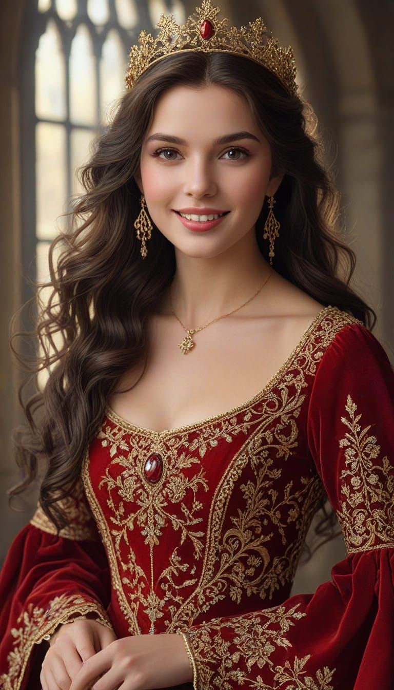 Medieval Queen of England in Ethereal Fantasy Style