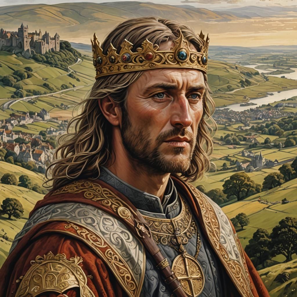 King Æthelred: Historical Portrait in Realism Style