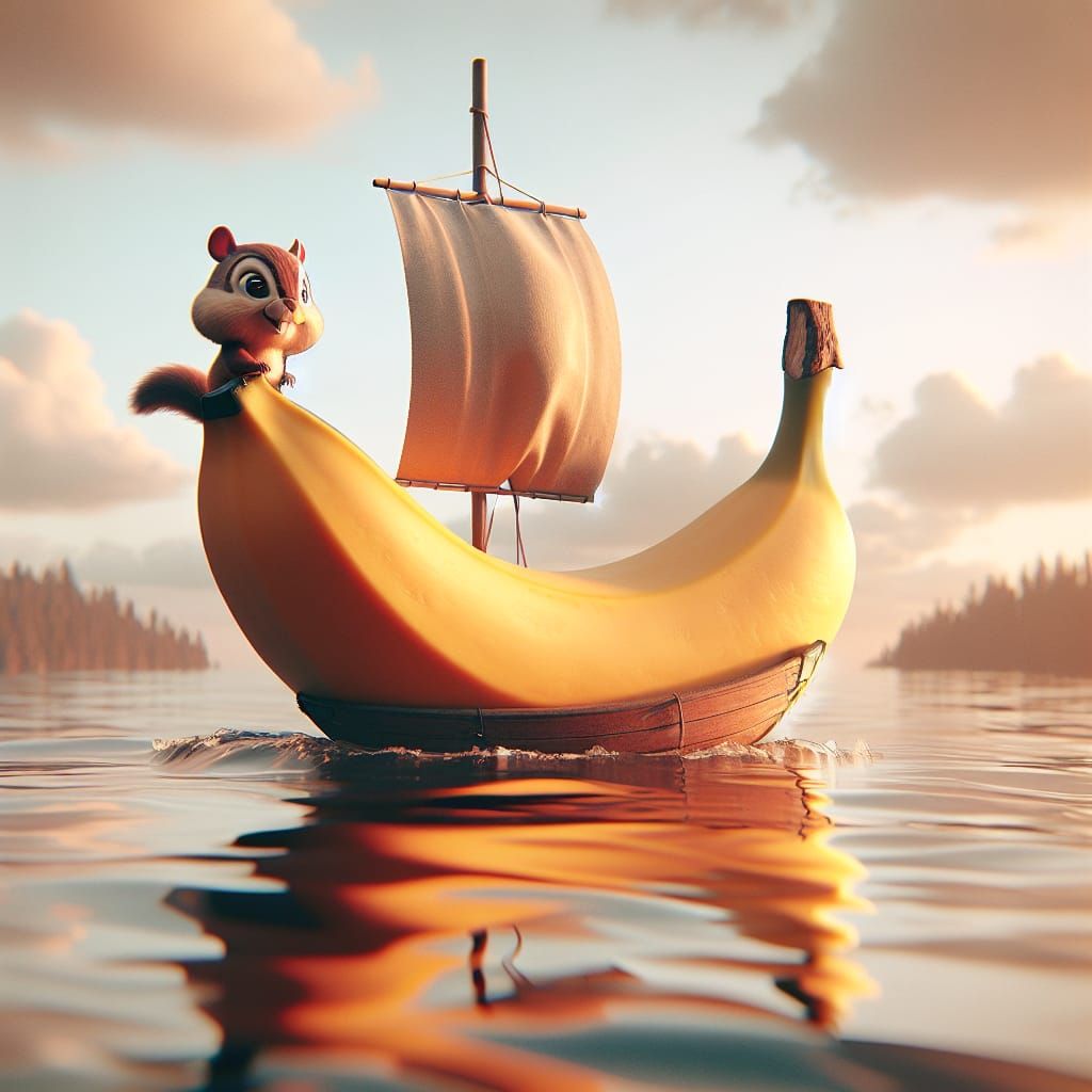 Chipmunk in a banana boat