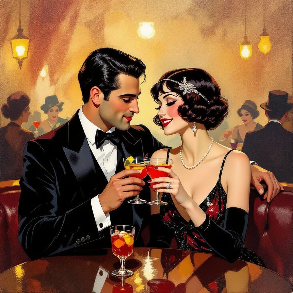 Cozy 1920s Jazz Cafe in an Impressionist Style