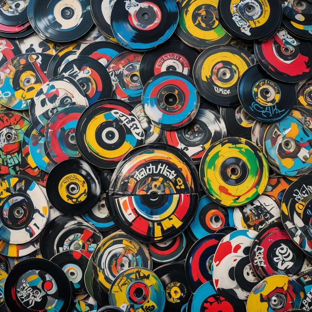 Graffiti Vinyl Records: Urban Street Art Close-Up