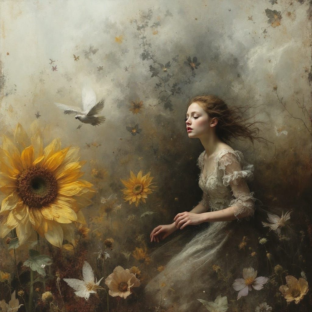 Girl Running, Heartsore, in Expressive Art