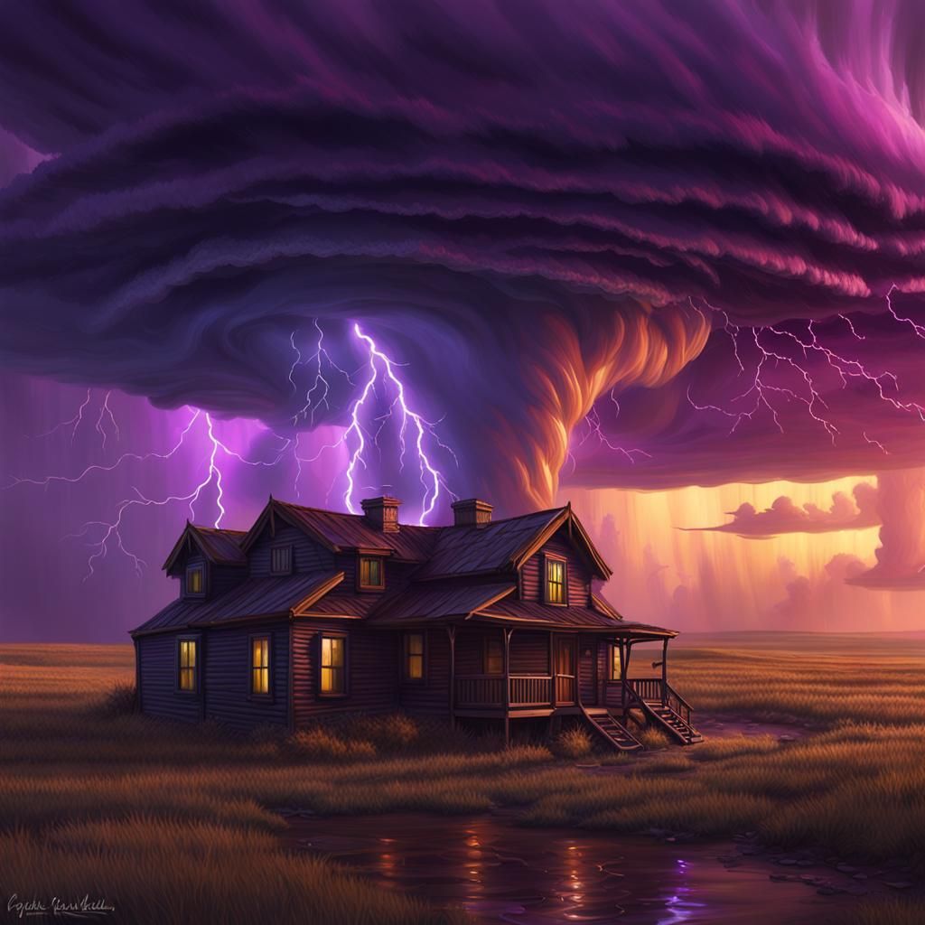 Stormy Dark Fantasy Tornado on Prairie
