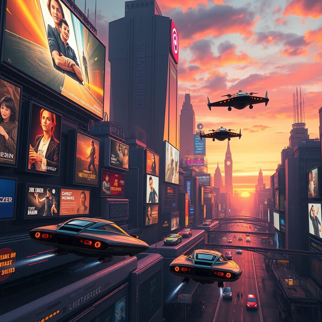 Futuristic Metropolis with Flying Cars, Jetpacks, and Immers...