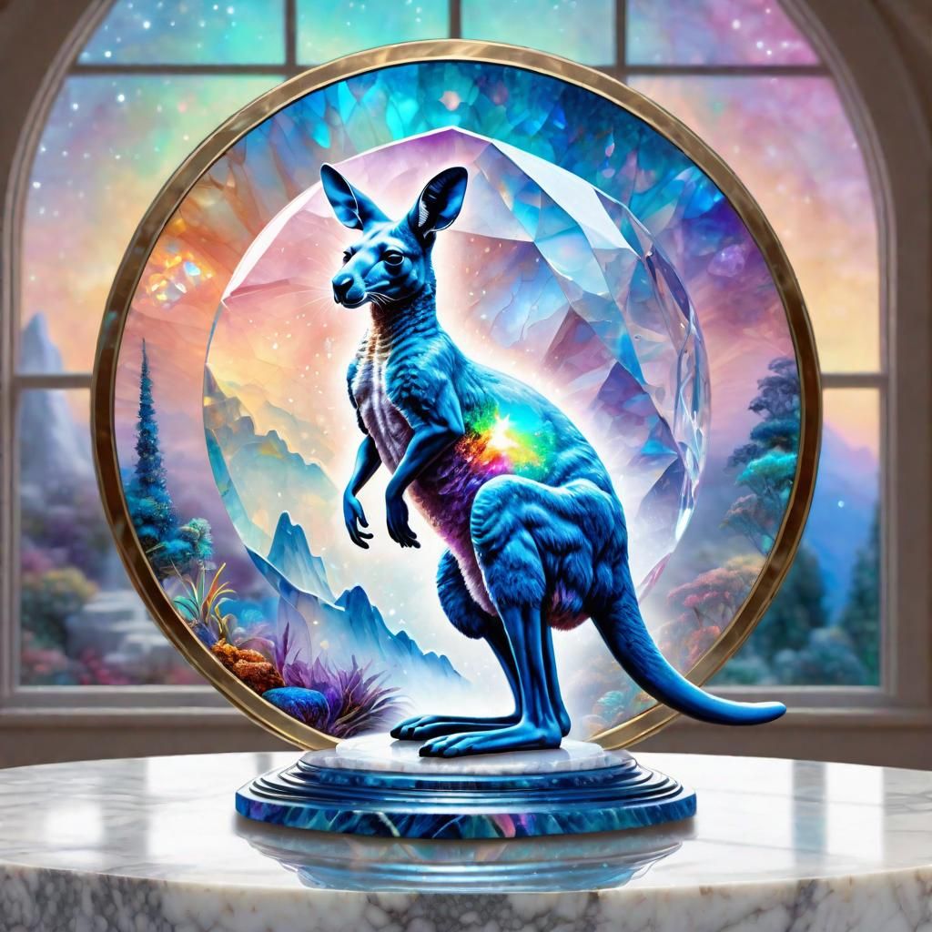 Crystal Kangaroo: Holographic Cosmic Astral Illustration