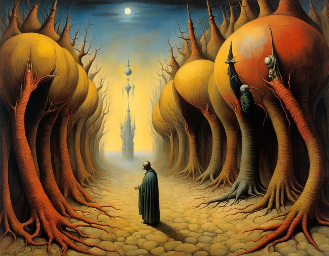 Surreal Strangling Fruit: A Dramatic Oil Painting