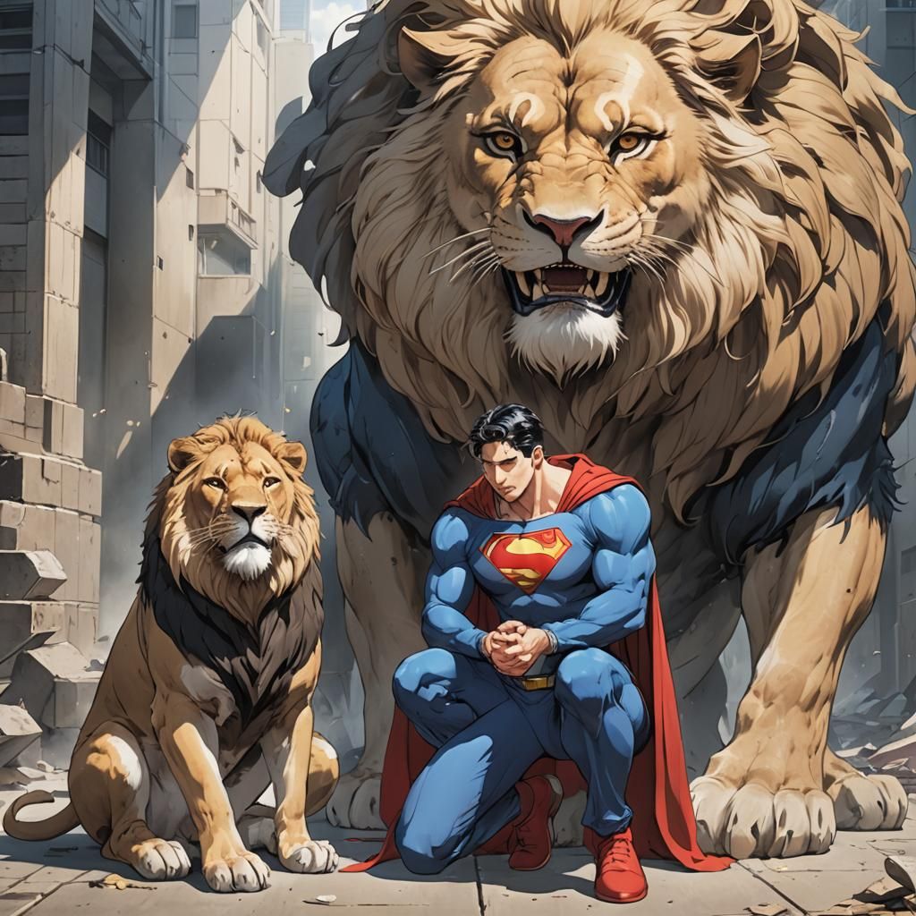 Superman Confronts Lion-Headed Beggar: Anime Style