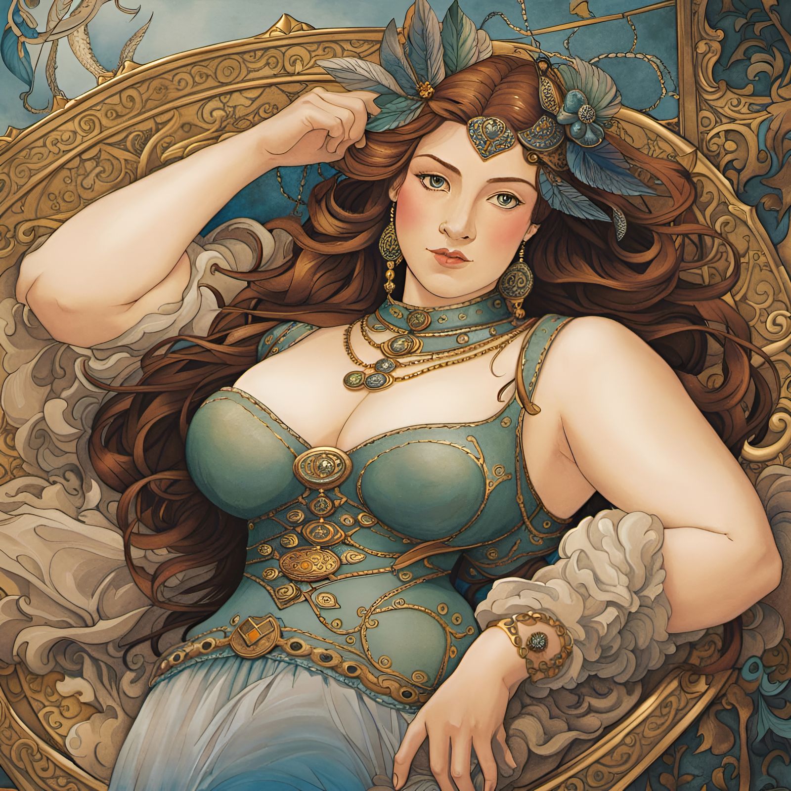 Plump Woman in Medieval Setting: Ghibli Watercolor