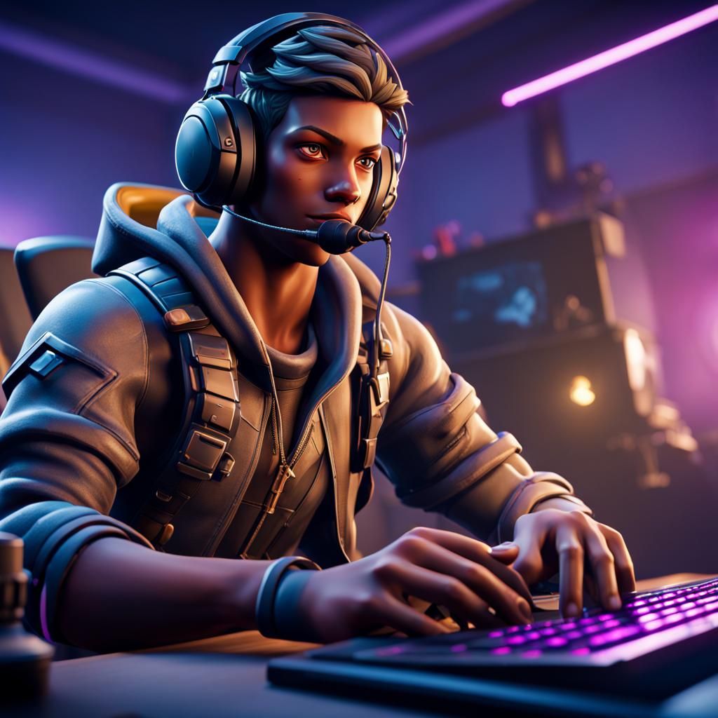 Hyperrealistic Fortnite Gamer in Cinematic Style