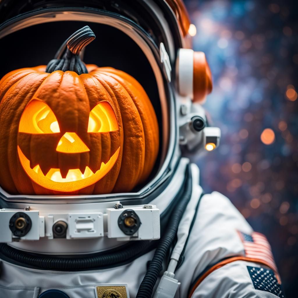 Jack-o'-Lantern Astronaut in Outer Space: Photo