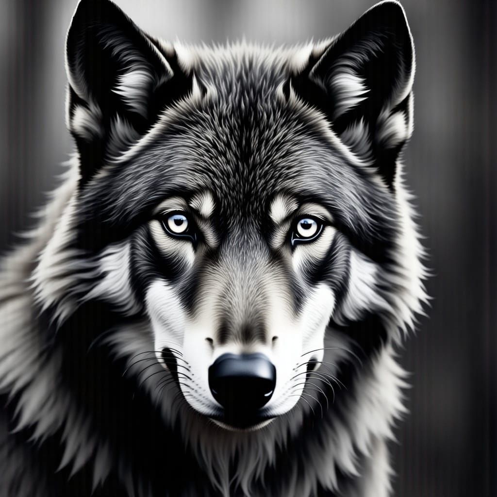 Watercolor Wolf Portrait with Intense Gaze