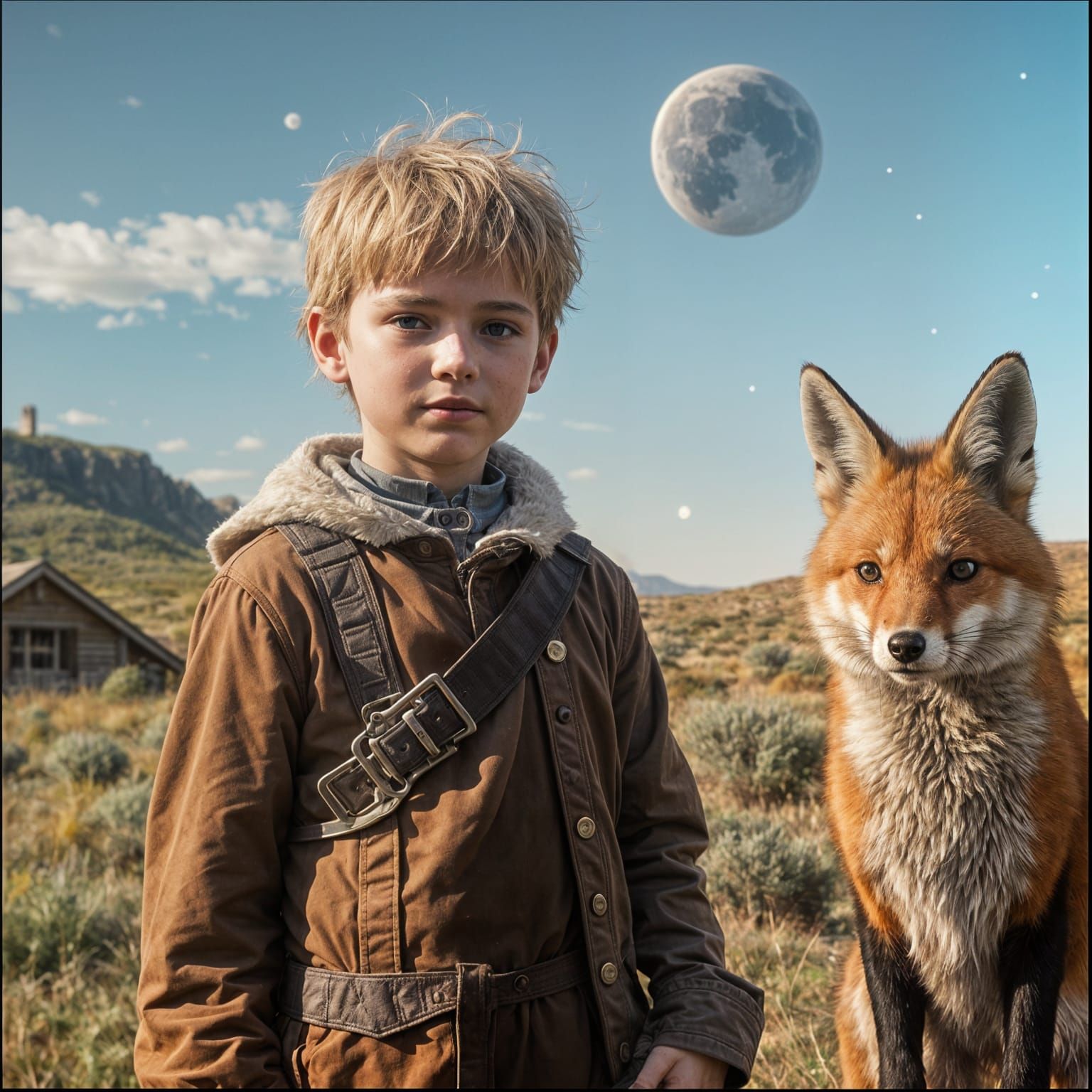 Young Prince Contemplates the Cosmos under a Celestial Sky