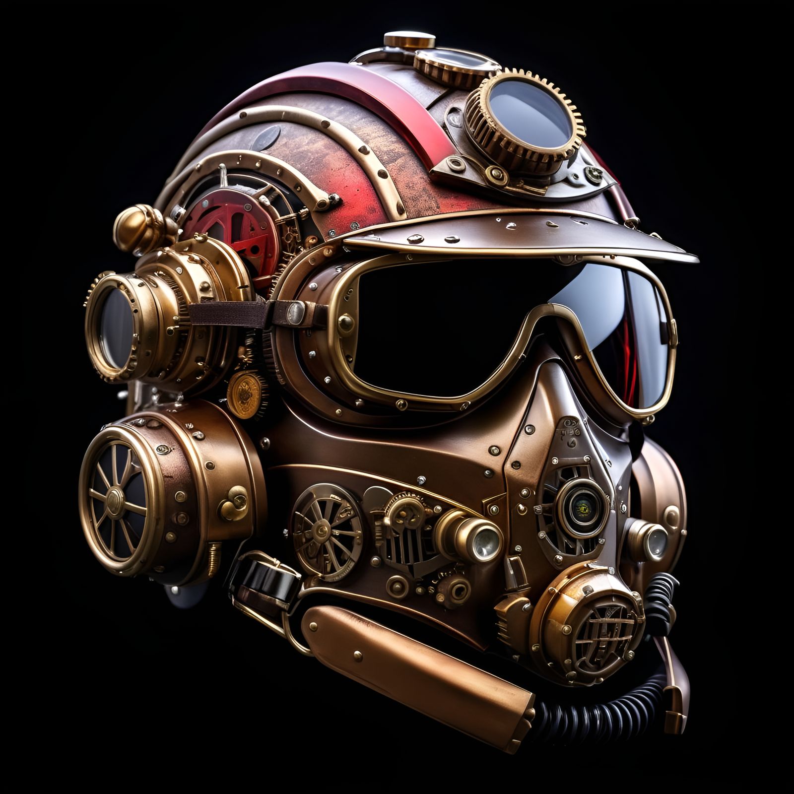 Steampunk Motorcycle Helmet with Intricate Technology