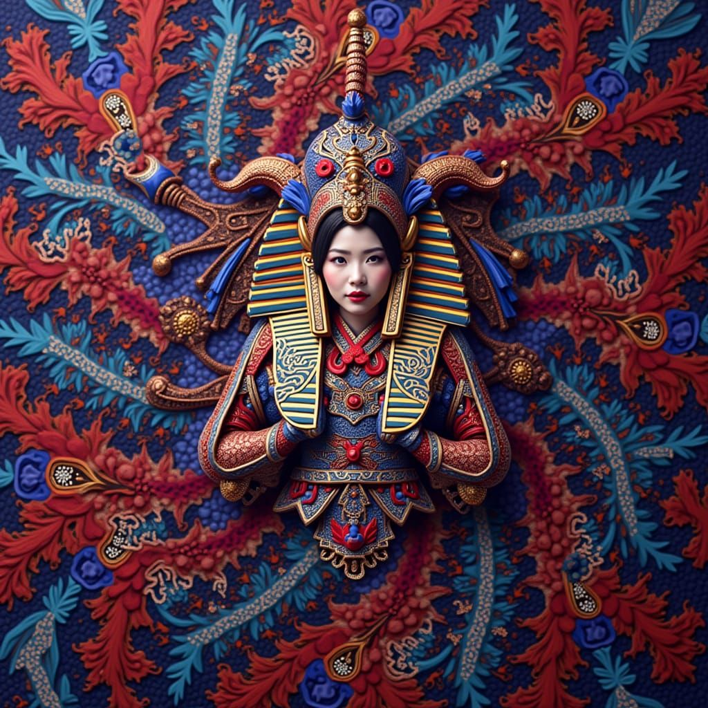 Harlequin, Geisha, and Tutankhamun in Photorealistic Full Bo...