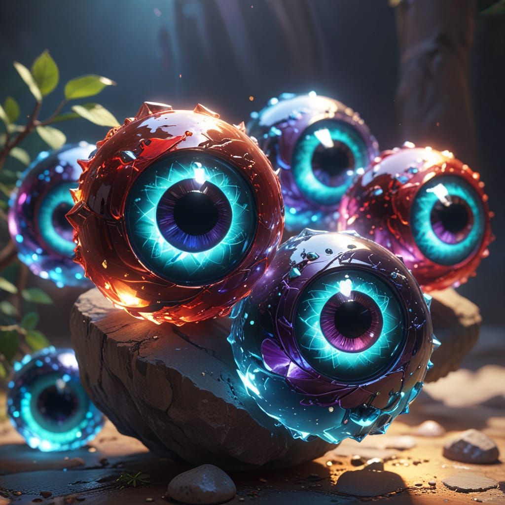 Glowing Anime Eyeballs in Ethereal Lighting