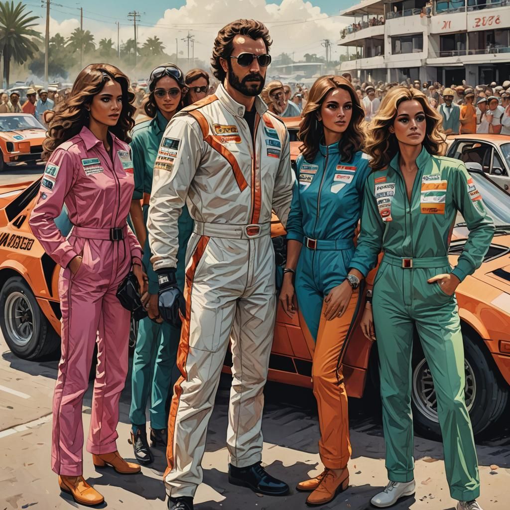 Rally Driver with Lancia Stratos: Dynamic Concept Art