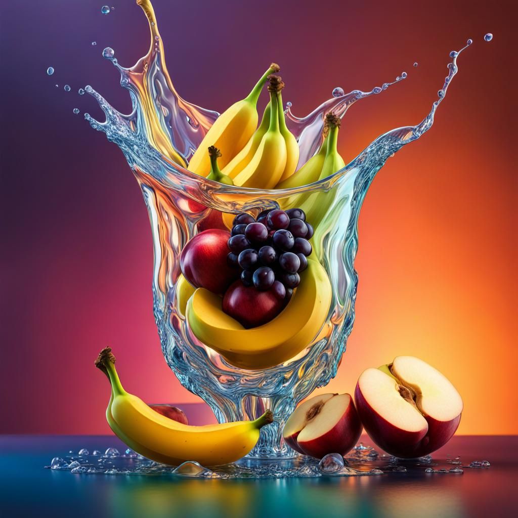 Hyperrealistic Fruit Glass Still Life