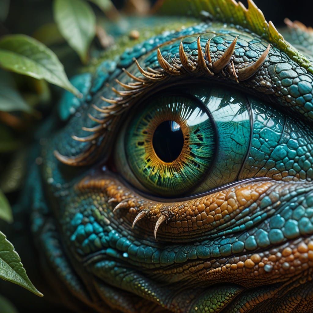 Chameleon's Eye: Hyper-Detailed Macro Digital Painting