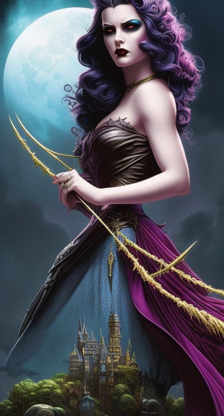 Zombie Disney Princess in Gothic Comic Book Art