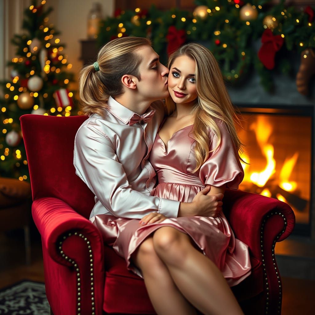 Romantic Christmas Moment with Cross-Dressing Couple in Burg...