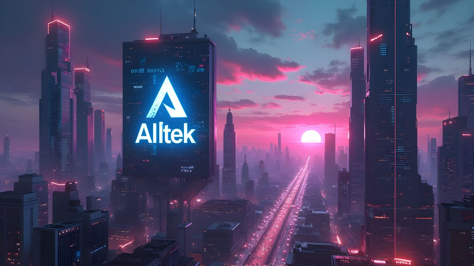 Futuristic Technology City Banner with Logo