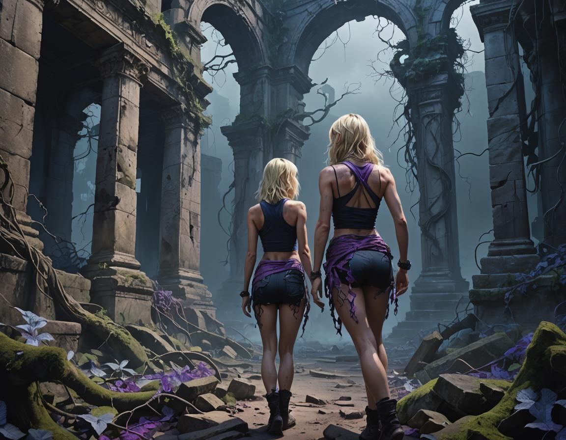 Eerie Ruins: Dark Surrealism Concept Art