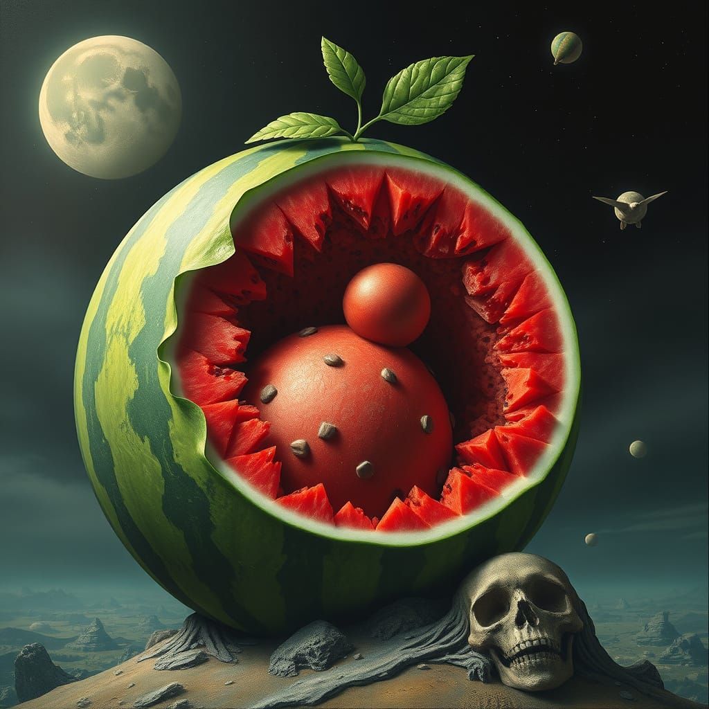 Surreal Gaia Pregnant with Cosmic Watermelon