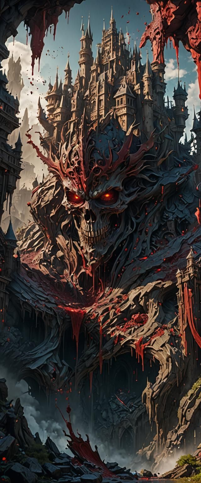 Blood-Filled Fantastical Island: Detailed Matte Painting