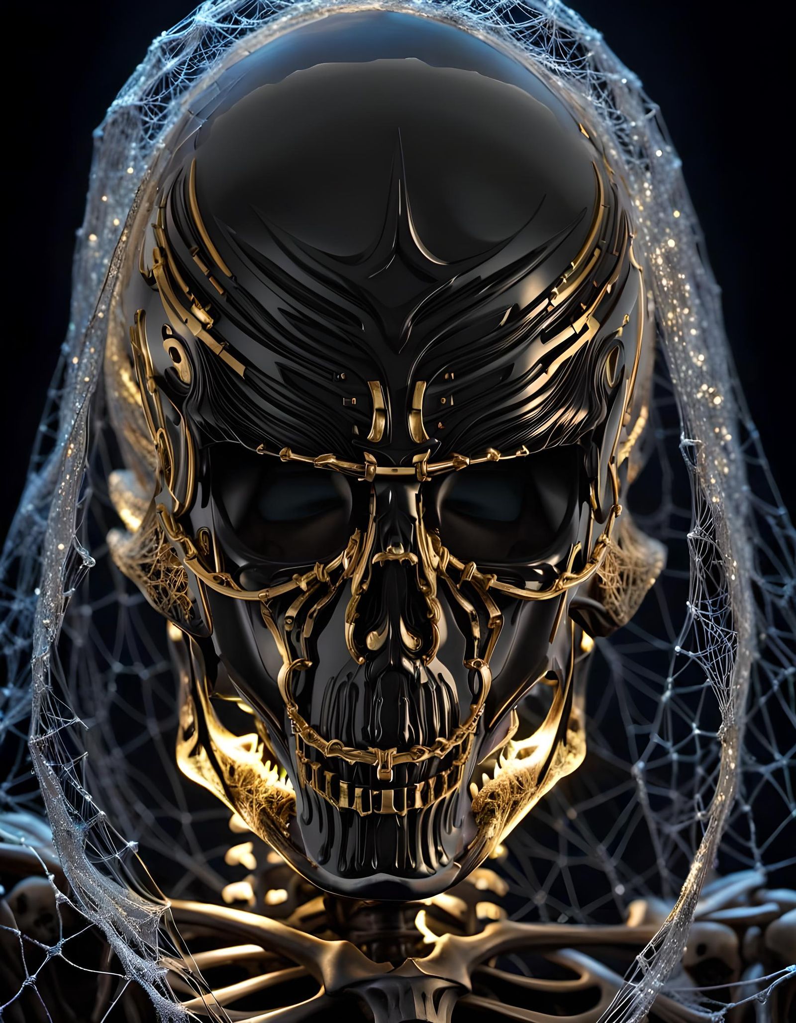 Luminous Skeleton Cloaked in Ancient Cobwebs