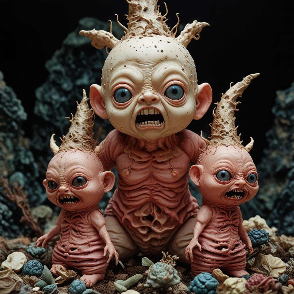 Ethereal Kewpie Terrors in a Whimsical Nightmare