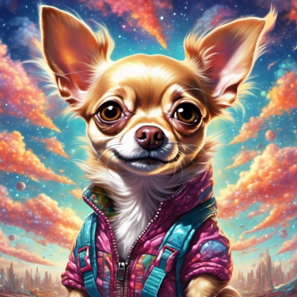 Psychedelic Chihuahua in Space