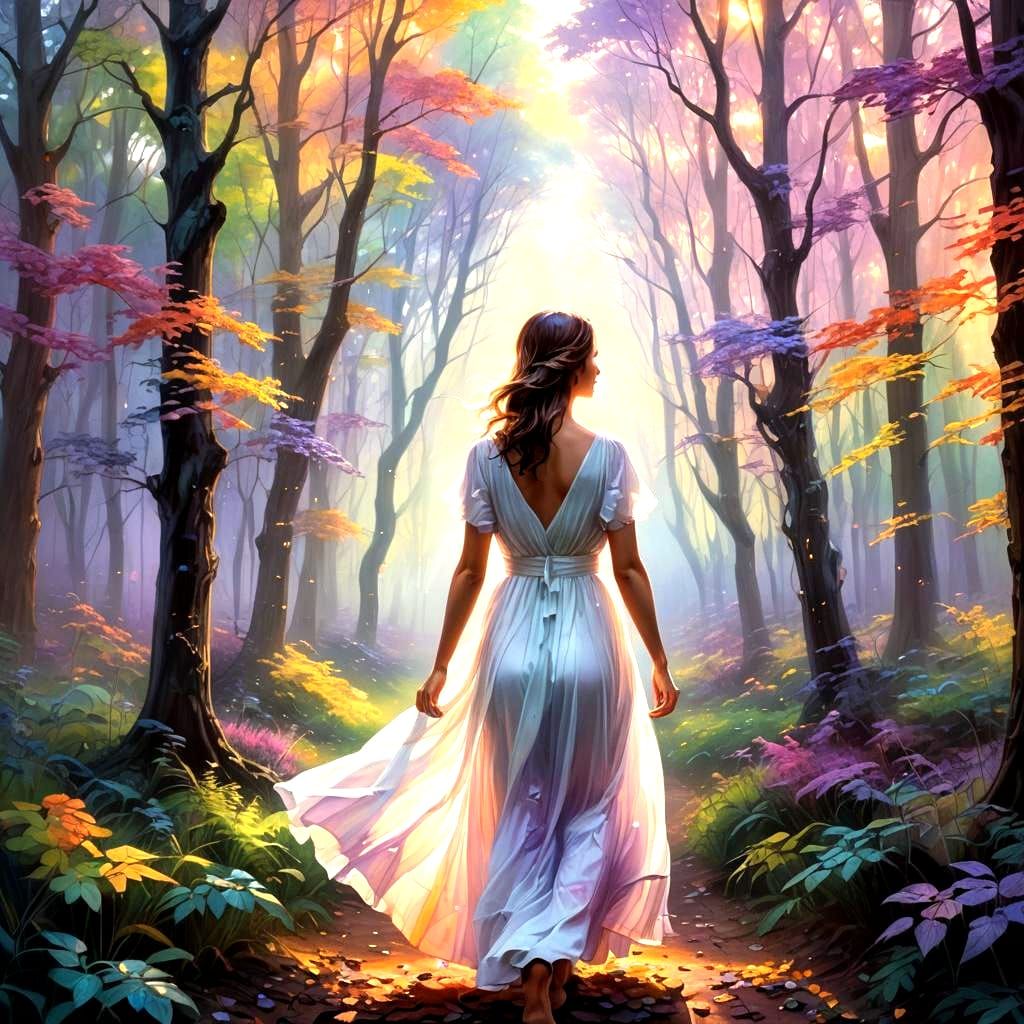 Hyperrealistic Magical Rainbow Forest