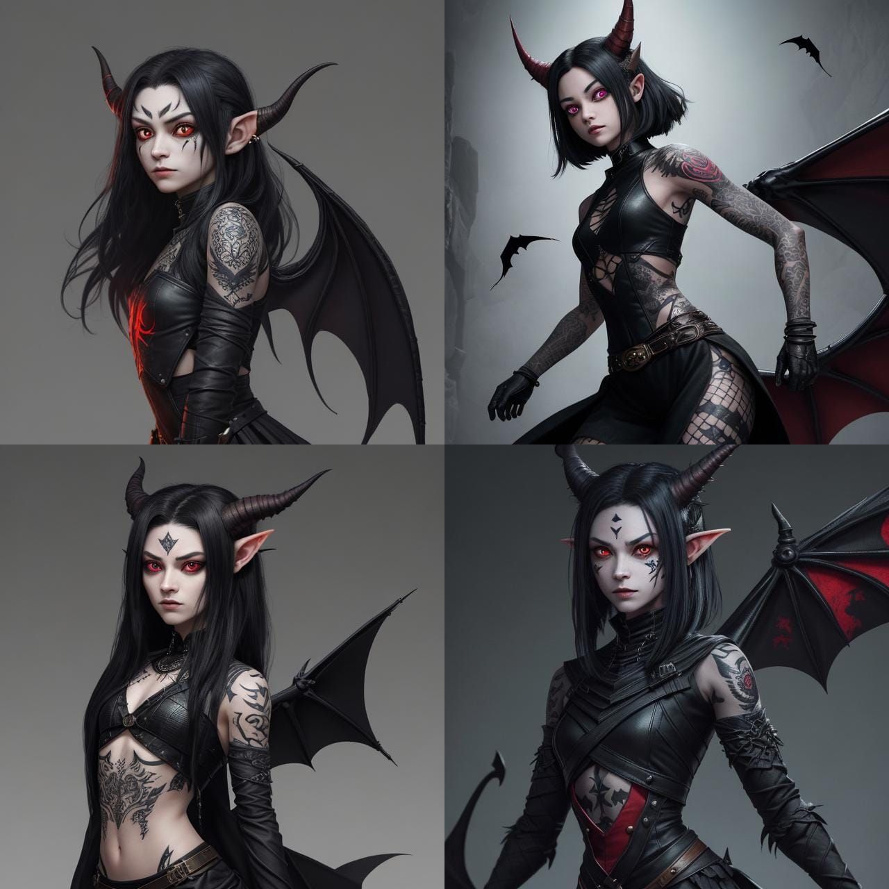 Tattooed Tiefling Sorceress Floats