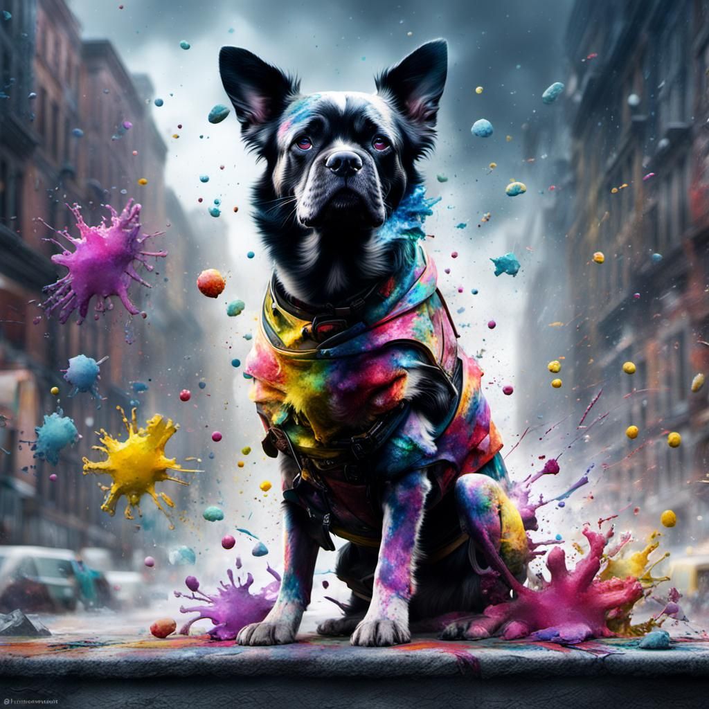 Dog Splattered with Paint: Digital Matte Painting