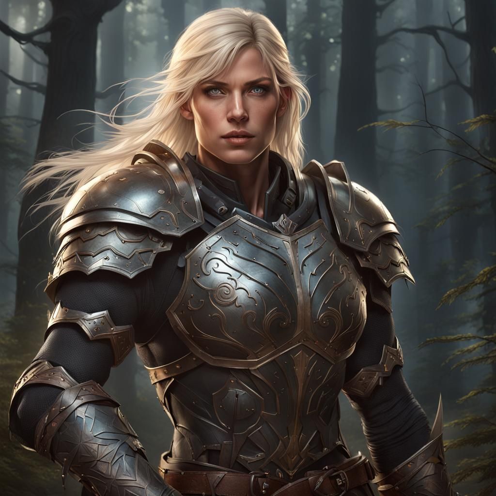 Female Warrior Portrait in Hyperdetailed Style