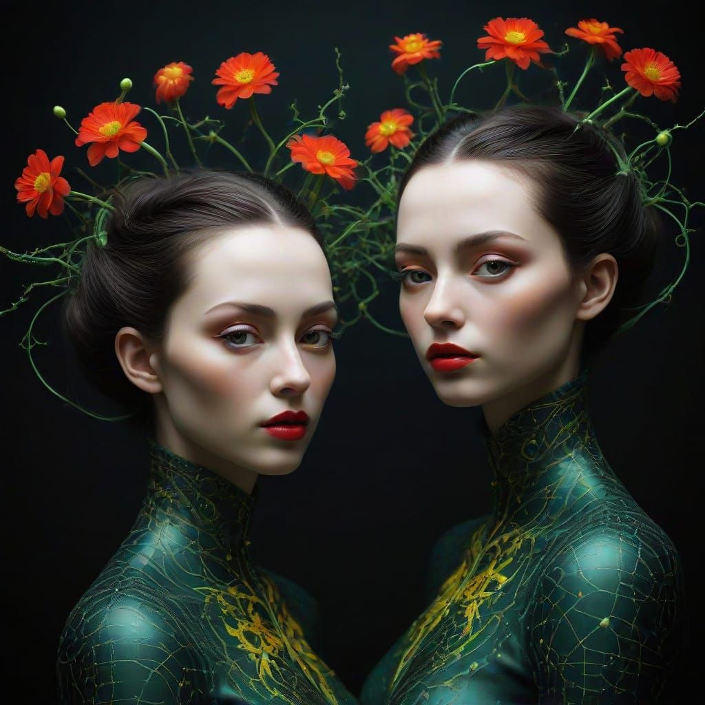 Surreal Molecular Entanglement in Optical Illusion Style