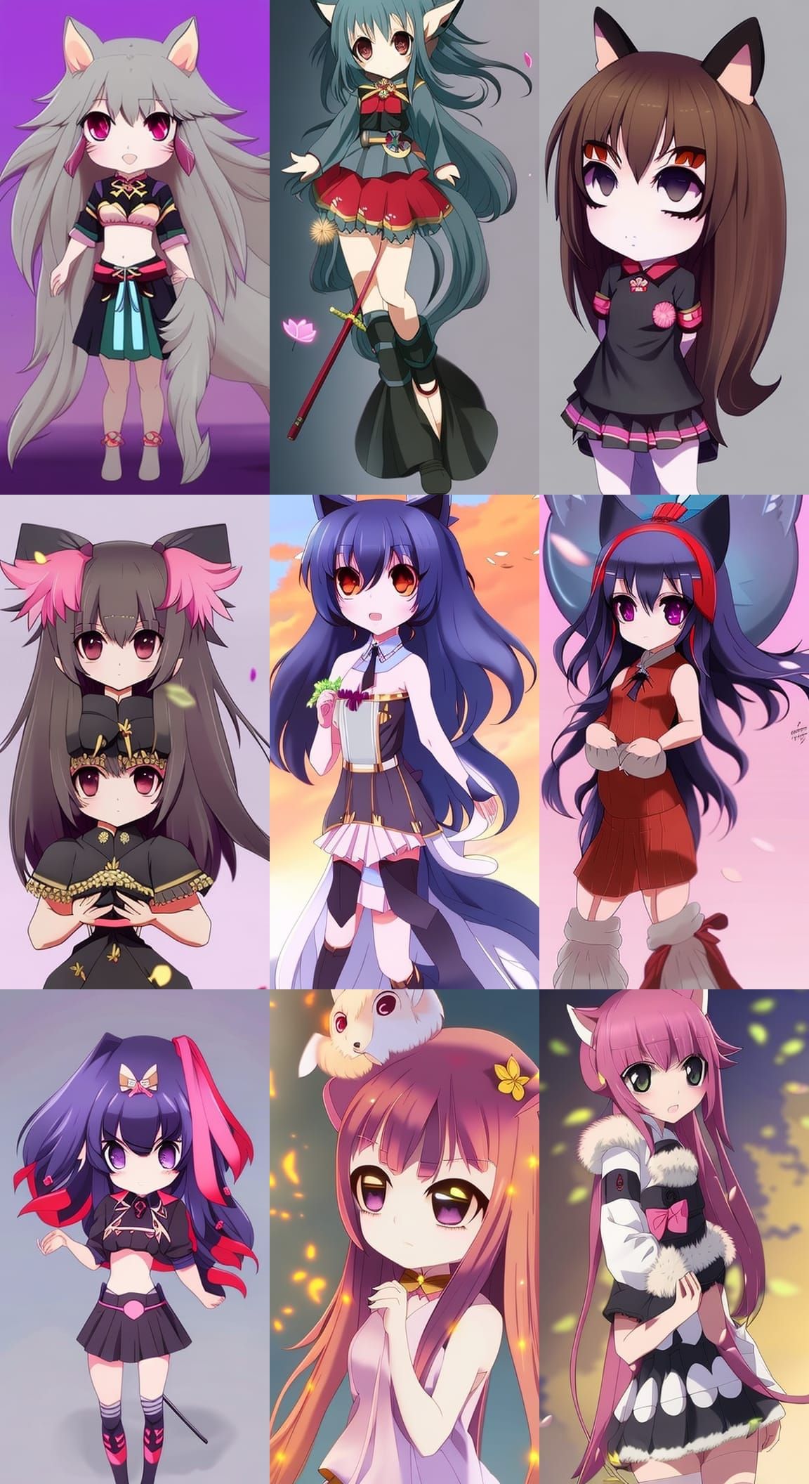 KAWAII SEMIREALISM CARTOON ANIME CHIBBY KEMONOMI WOLF GIRL