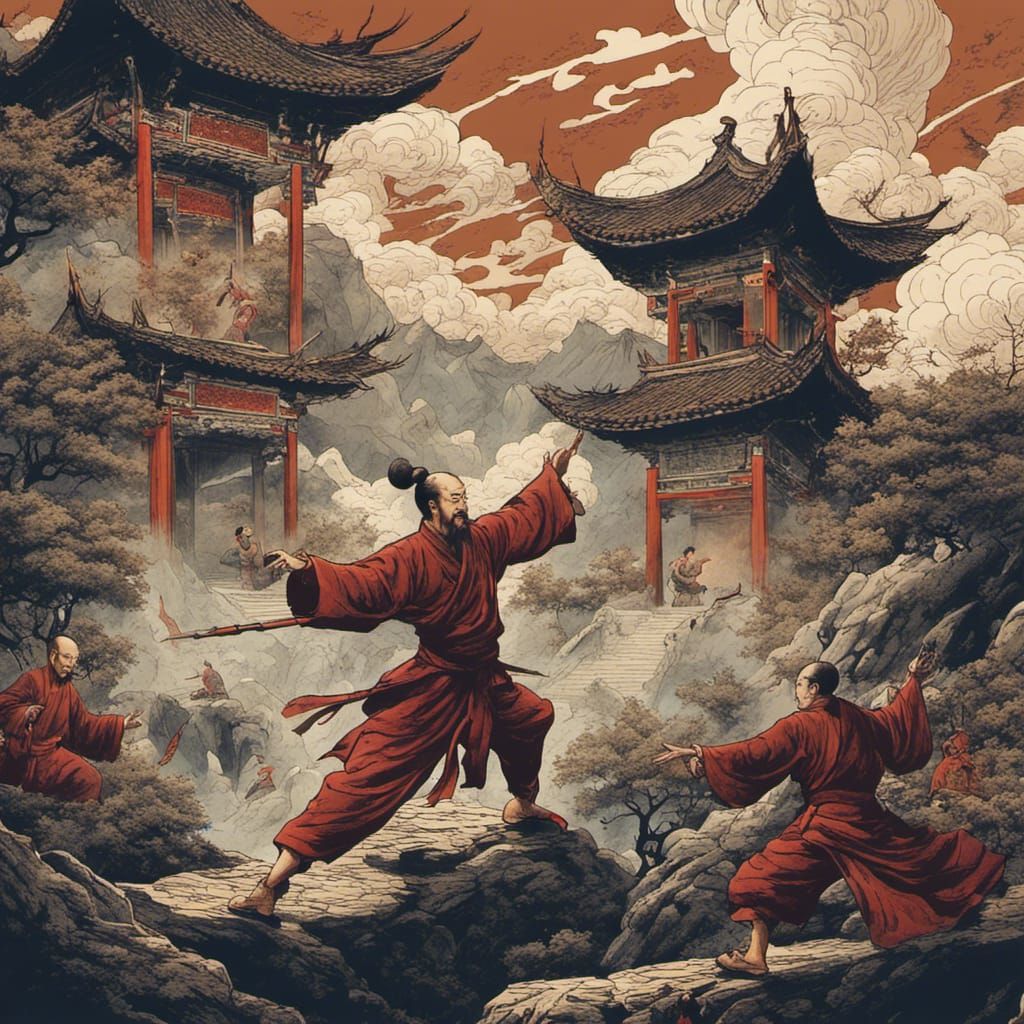 Kung Fu Battle at Chinese Monastery