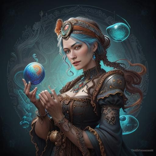 Pirate Treasure: Detailed Ocean Scene in Art Nouveau Biopunk